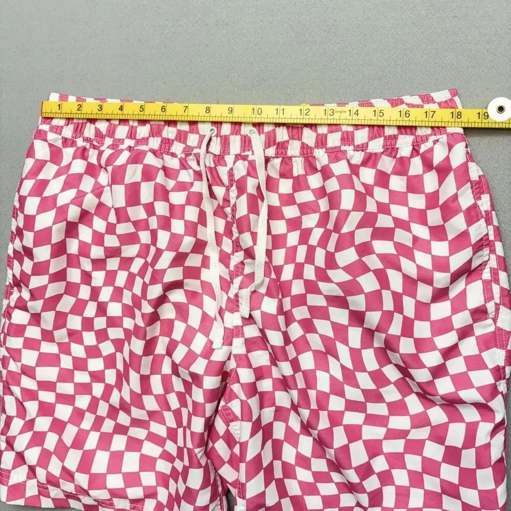 Hanna Andersson Swim Trunks Pink White Check Family Matching Board Short Mens XL